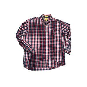Duck Head Mens Wrinkle Resistant Long Sleeve Button-Down Shirt Red/Blue Plaid